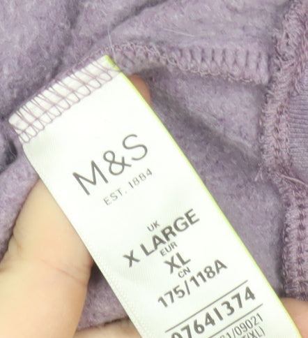 Marks & Spencer Women Purple XL Pullover Hoodie with Stripe Detail