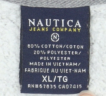 Nautica Mens Grey XL Pullover Crew Neck Logo Sweatshirt