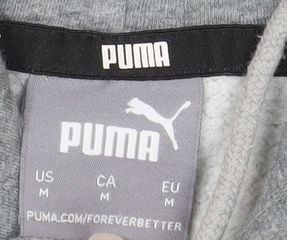 Puma Men's Grey Logo Pullover Hoodie Size M Regular Fit