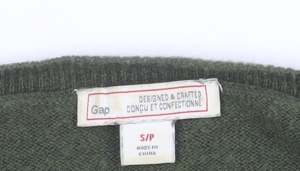 Gap Men's Green V-Neck Wool Blend Pullover Jumper Size S