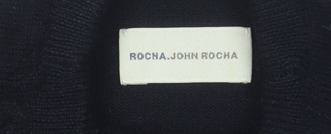 RJR.John Rocha Women's Black Merino Wool Sleeveless Roll Neck Knit Top Size M
