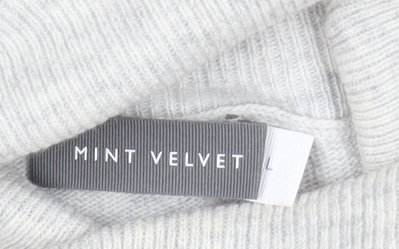 Mint Velvet Women Grey Roll Neck Long Sleeve Cotton Cashmere Jumper L