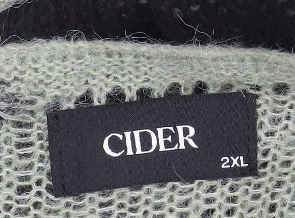 Cider Women's Green Black Distressed Knit Jumper Dress 2XL