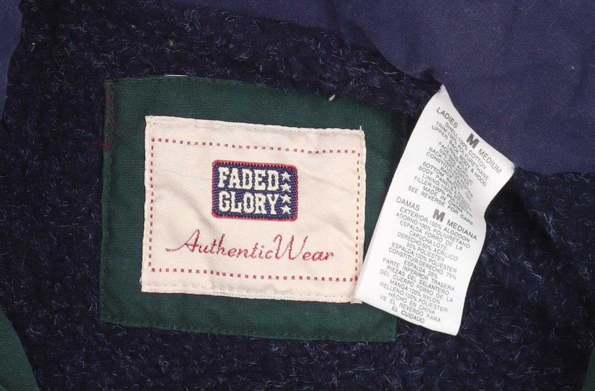 Faded Glory Women Green Parka Jacket Hooded Cotton Lined M
