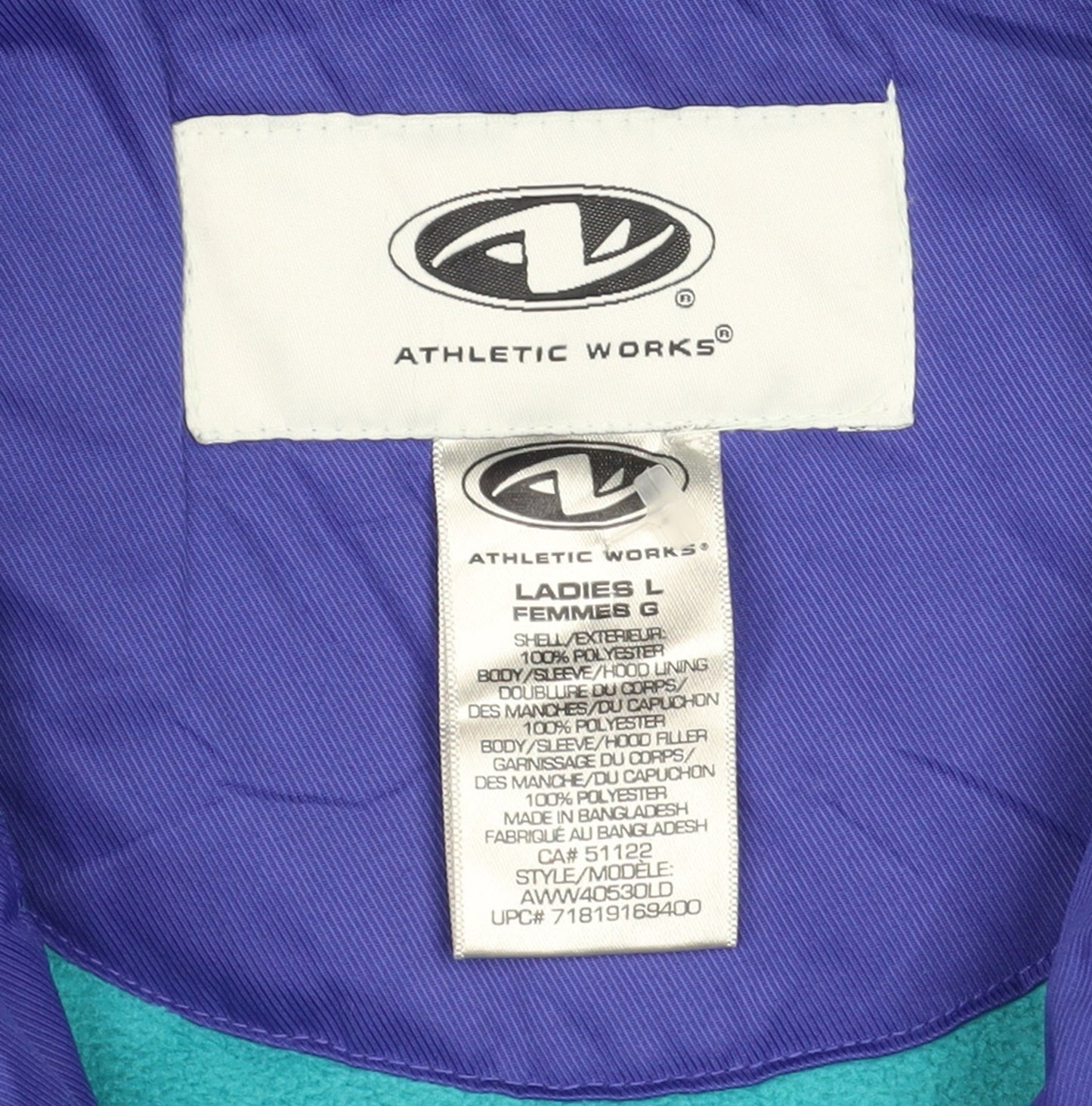 Athletic Works Womens Purple L Hooded Puffer Jacket Polyester