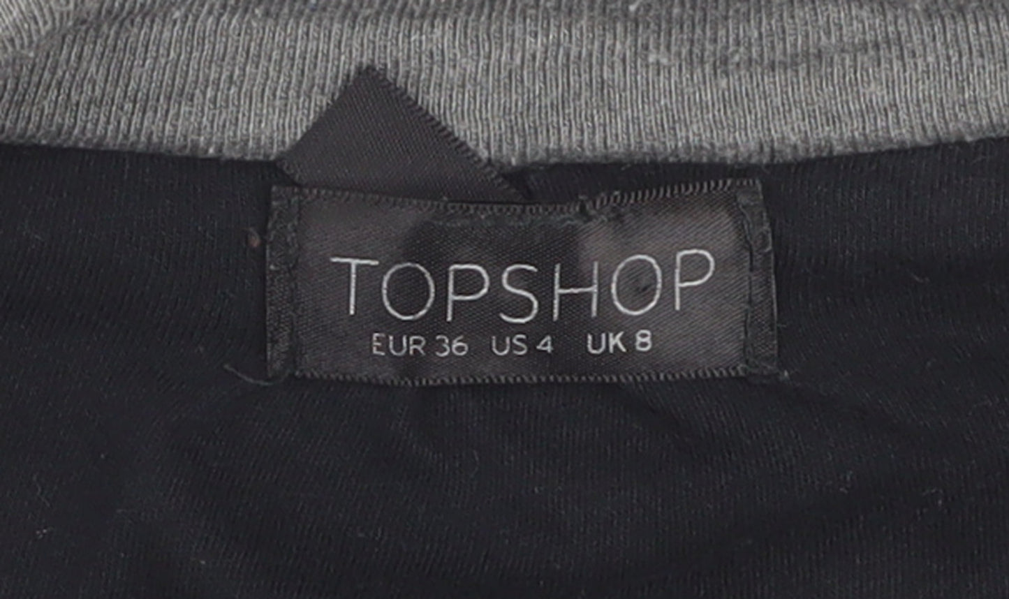 Topshop Womens Grey UK 8 Classic Blazer Jacket Casual Cotton Blend