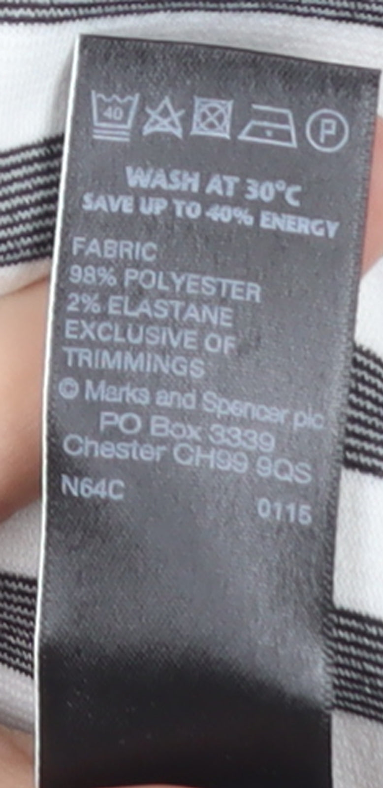 Marks & Spencer Women Black White Striped Blazer UK 14 Classic Fit