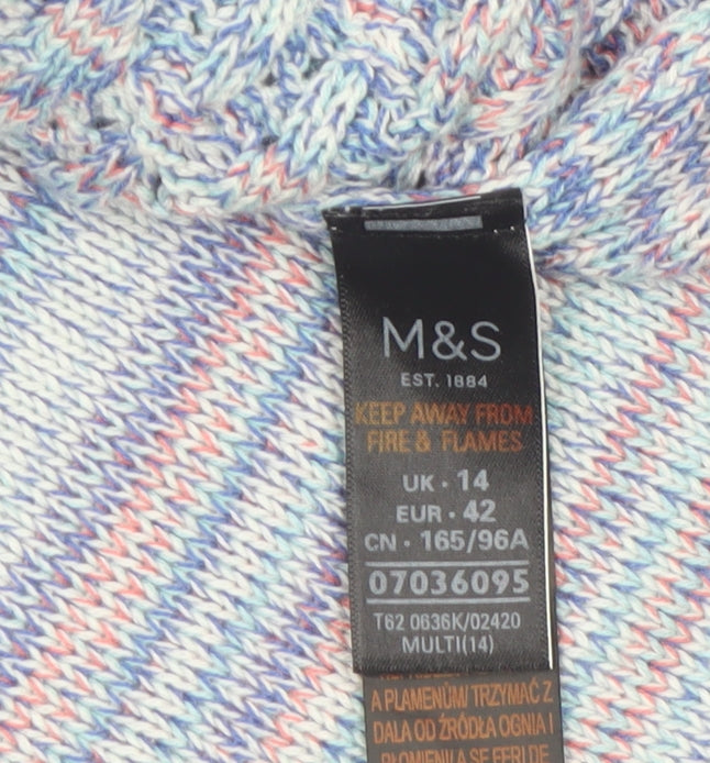 Marks & Spencer Women’s Multicoloured Cotton Knit Full Zip Jumper Size 14