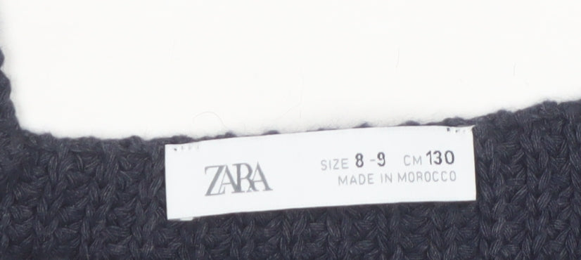 Additional view of Zara girls’ black knit cropped camisole top, size 8-9, years cotton blend