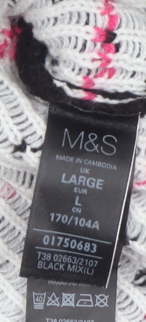 Marks & Spencer Women Black L Fair Isle Reindeer Christmas Jumper