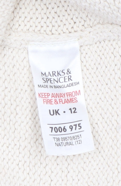 Marks & Spencer Women’s Beige Collared Cardigan UK 12 Knit