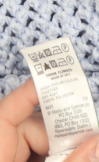 Marks & Spencer Womens Blue Open-Knit Polyester Pullover Jumper L