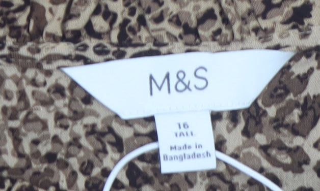 Marks & Spencer Women Brown Leopard Print Shift Dress Size 16 Tall
