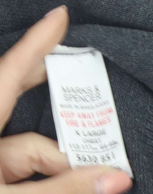 Marks & Spencer Men’s Grey XL 1/4 Zip Cotton Jumper