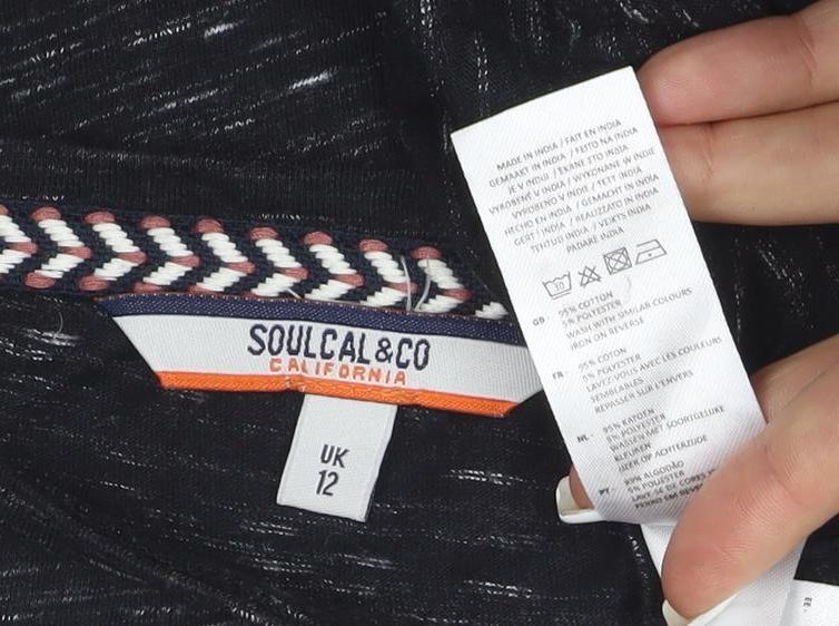 SoulCal Womens Black Long Sleeve Graphic T-Shirt Size 12