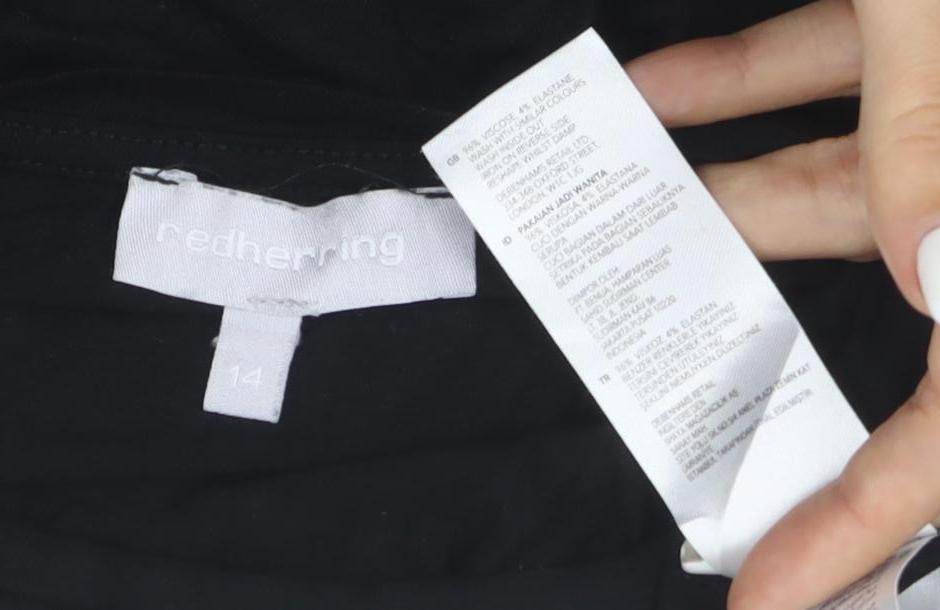 Brand and care label for Red Herring Women’s Black, size UK 14, Fit & Flare Dress