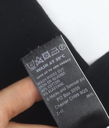 Marks & Spencer Women Black Size 8 Cotton Stretch Leggings