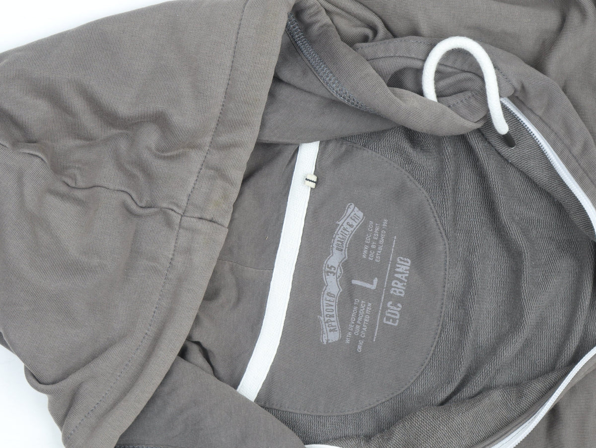 Additional view of EDC Brand Men's Grey Full Zip Hoodie, size L, Regular Fit