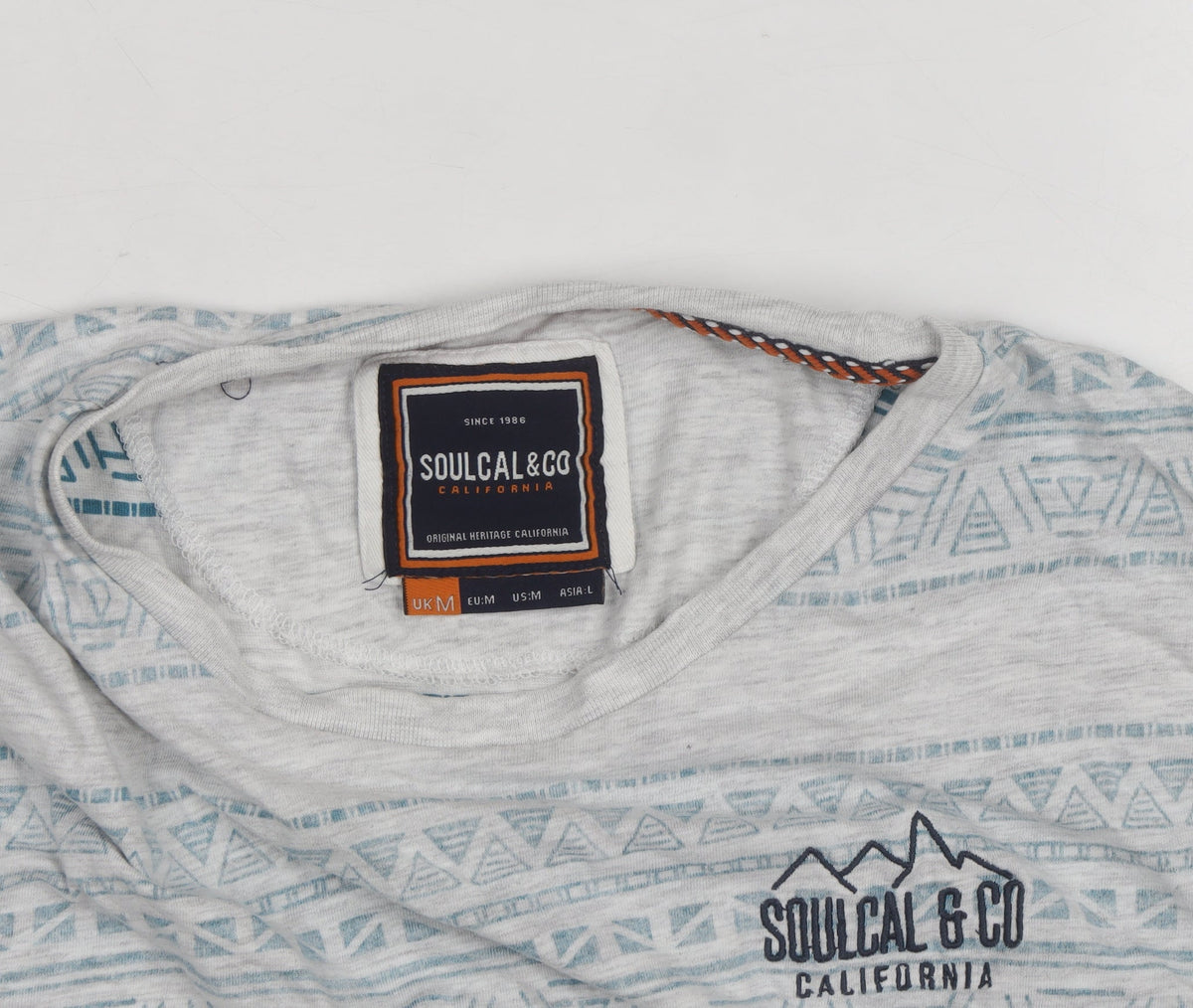 SoulCal Men's Grey Aztec Print Crew Neck Short Sleeve T-Shirt M
