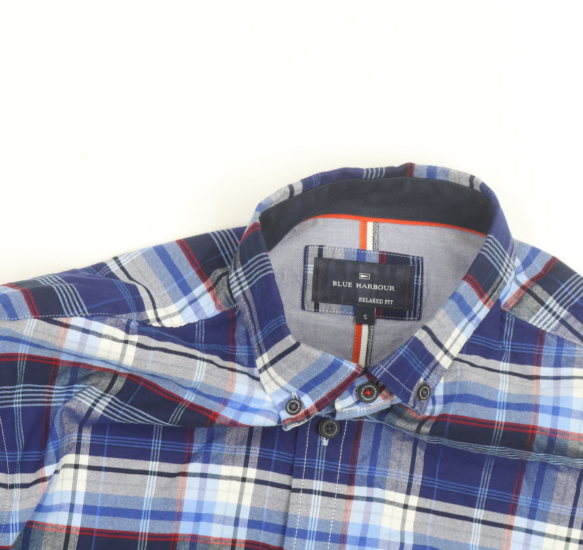 Marks & Spencer Blue Harbour Men's Blue Plaid Button-Up Shirt S