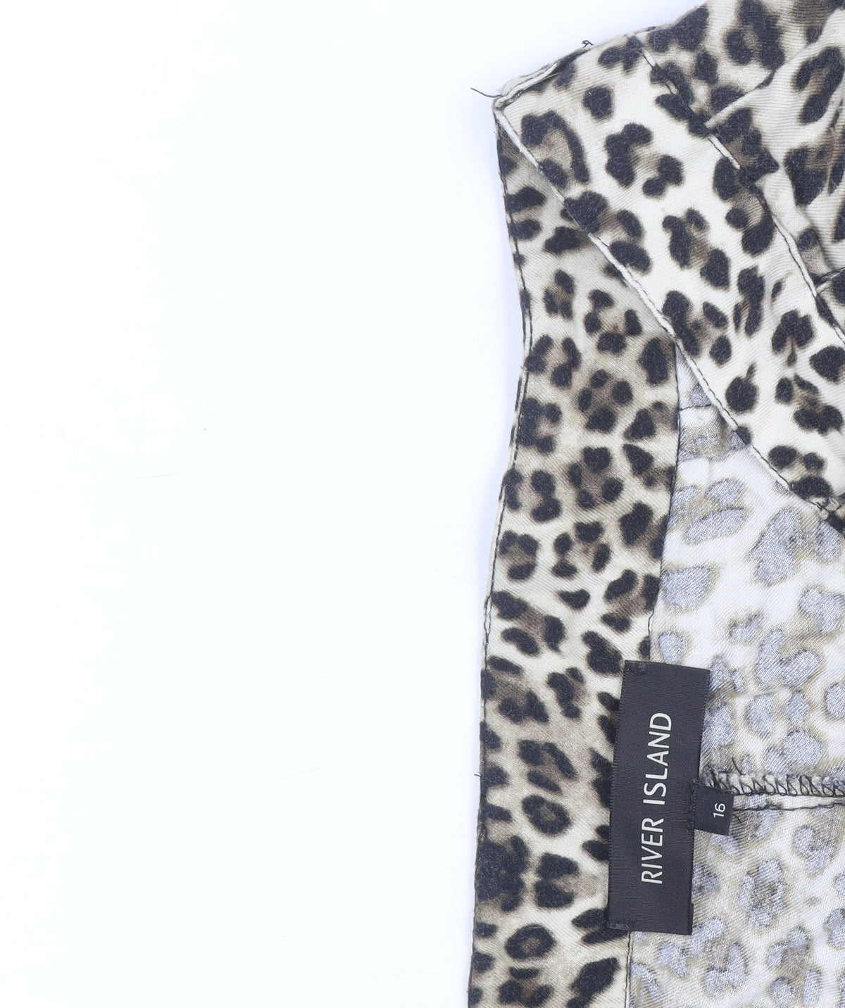 River Island Women's Brown Animal Print Tapered Trousers Size 16