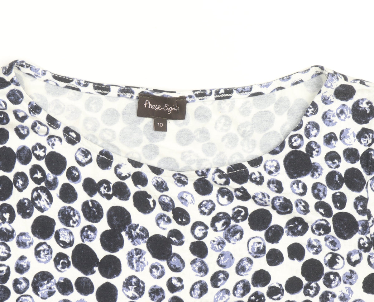 Phase Eight Women's Blue Polka Dot Tie Waist Tunic Top Size 10