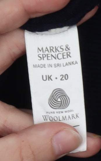 Marks & Spencer Women's Black Pure Wool Crew Neck Jumper UK 20