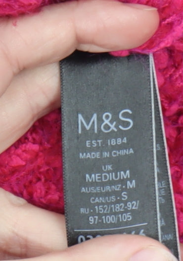 Marks & Spencer Women’s Pink Roll Neck Chunky Knit Jumper Size M