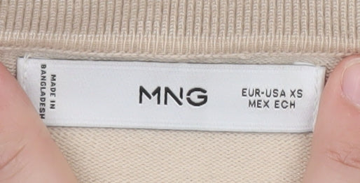 Mango Women Beige Collared Henley Knit Jumper XS