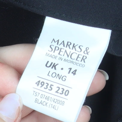 Marks & Spencer Women Black Size 14 Long Straight Leg Trousers