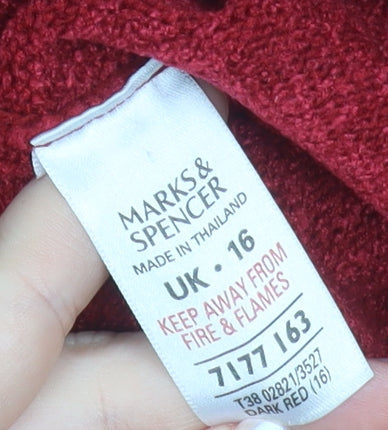 Marks & Spencer Women's Red Roll Neck Knit Jumper Size 16