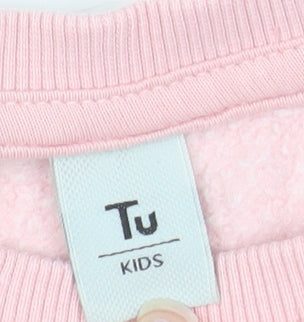 Additional view of Tu Kids girls’ pink awesome fleece sweatshirt 6 years long sleeve pullover