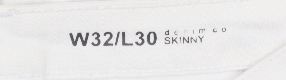 Additional view of Denim Co Men's White Skinny Jeans W32 L30 Distressed Denim