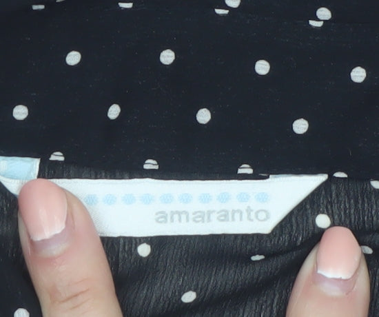 Additional view of Amaranto women’s black polka dot long sleeve collared blouse, size UK 14