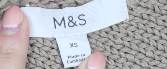 Marks & Spencer Womens Beige XS Asymmetrical Knit Jumper