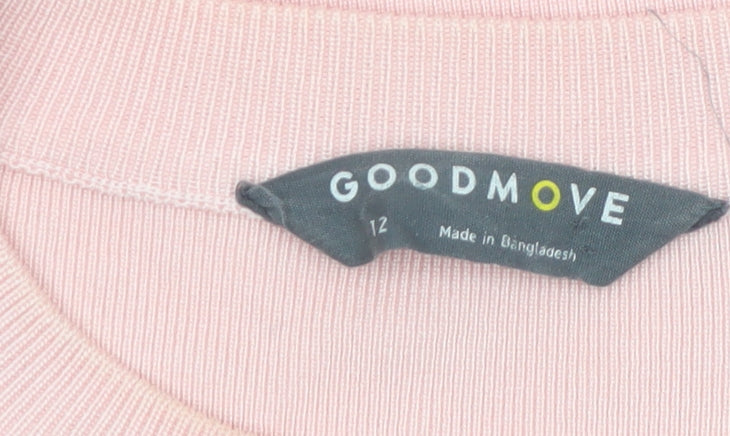Additional view of Marks & Spencer Goodmove Pink Crew Neck Long Sleeve Jumper, size 12