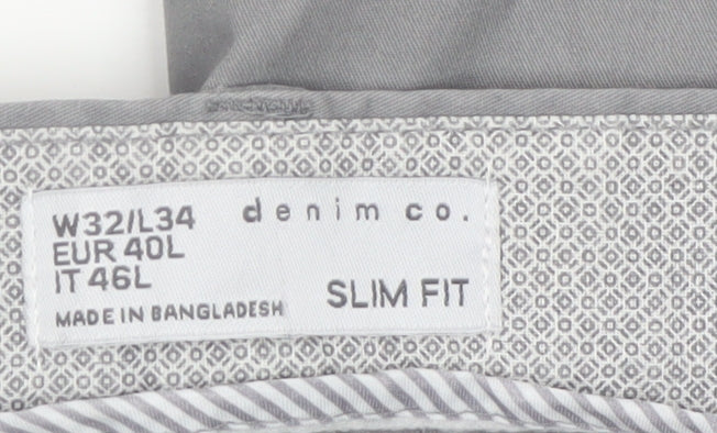 Additional view of Denim Co. Men's Grey Slim Fit Chino Trousers W32 L34