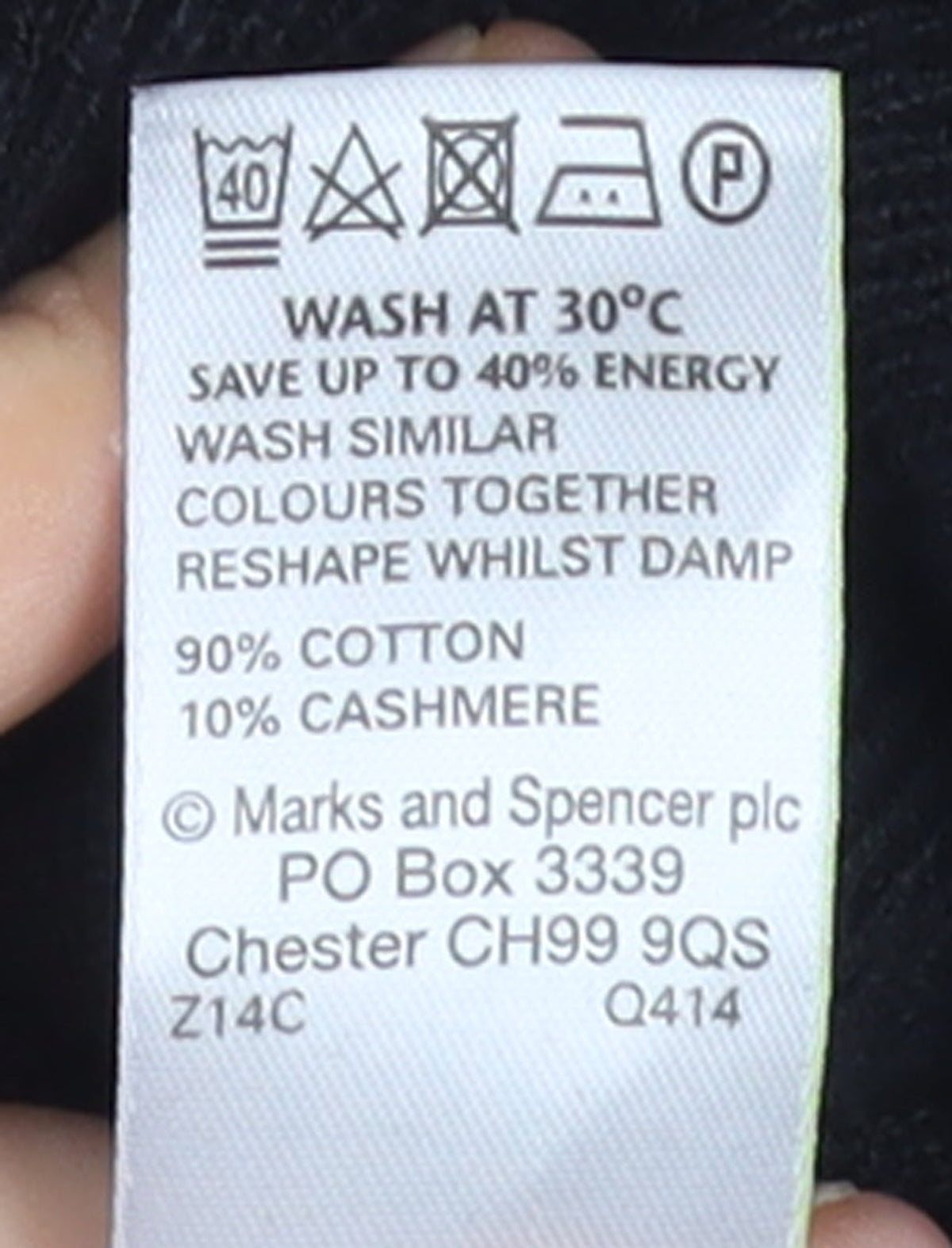 Marks & Spencer Men’s Black Cotton Cashmere Pullover Jumper L