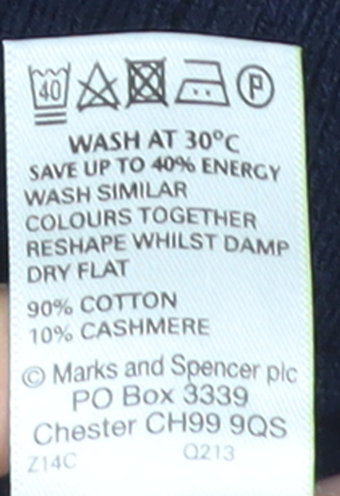 Marks & Spencer Men's Blue Cotton Cashmere V-Neck Vest S