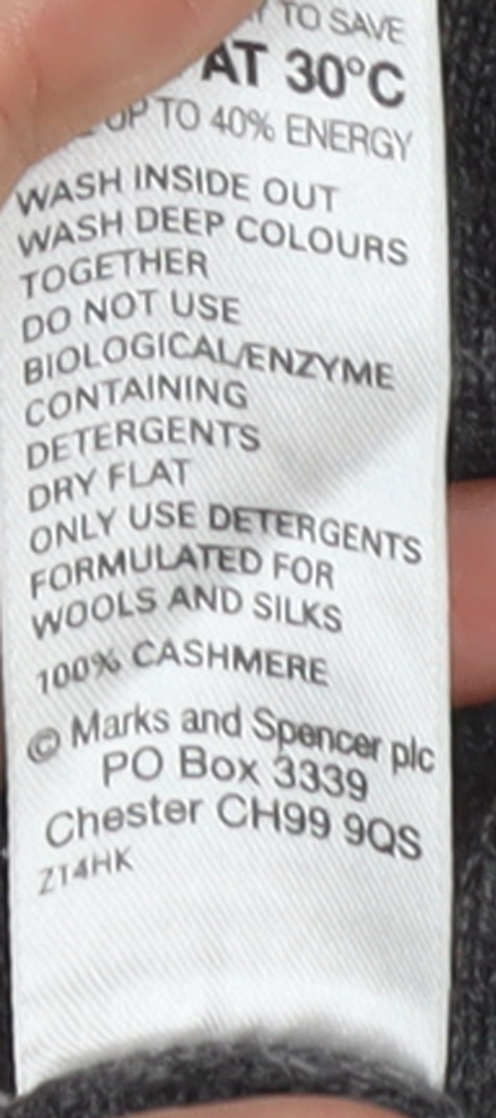 Marks & Spencer Mens Grey Cashmere V-Neck Jumper Size L