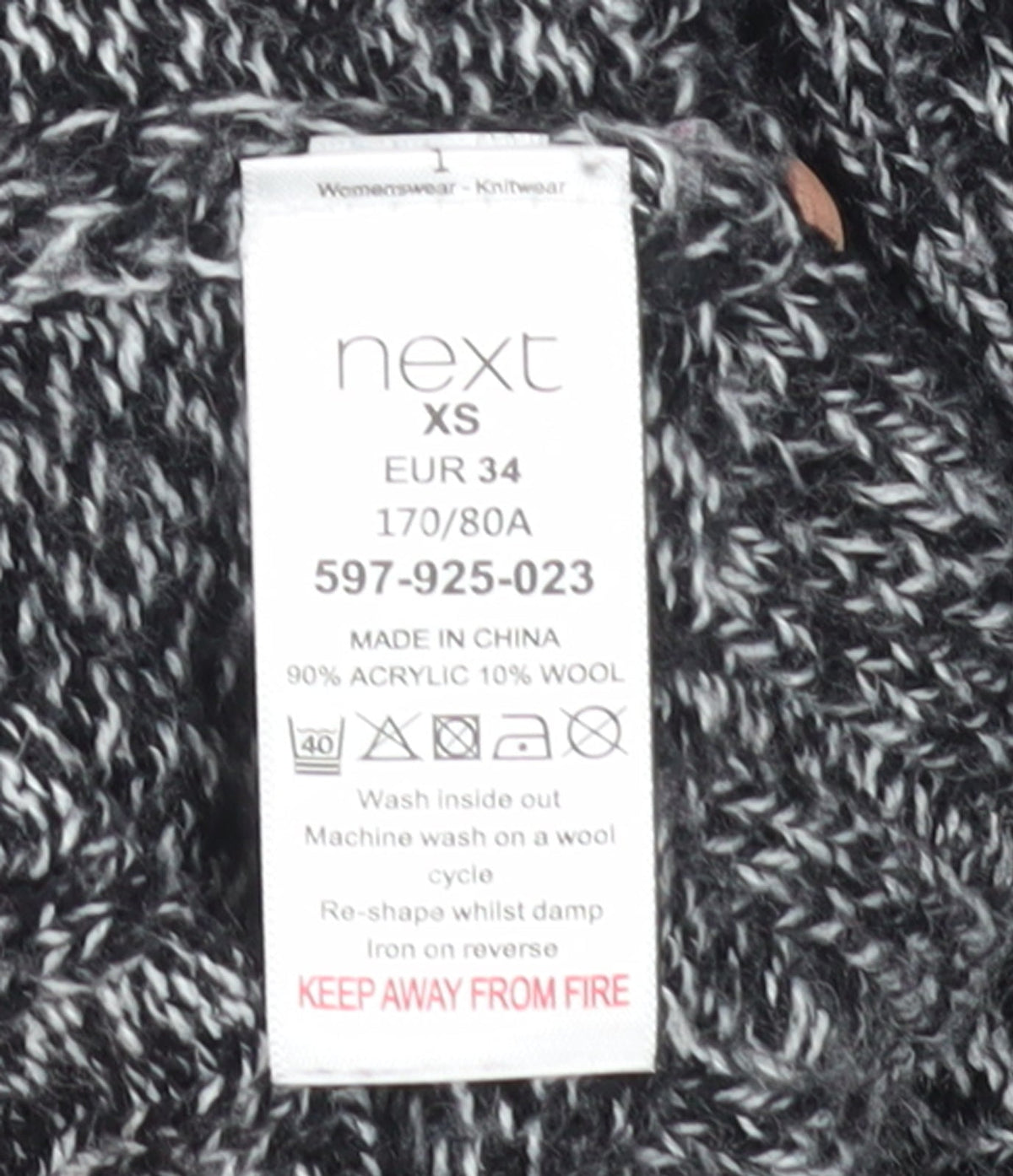 Next Women Grey Chunky Knit Mock Neck Jumper XS