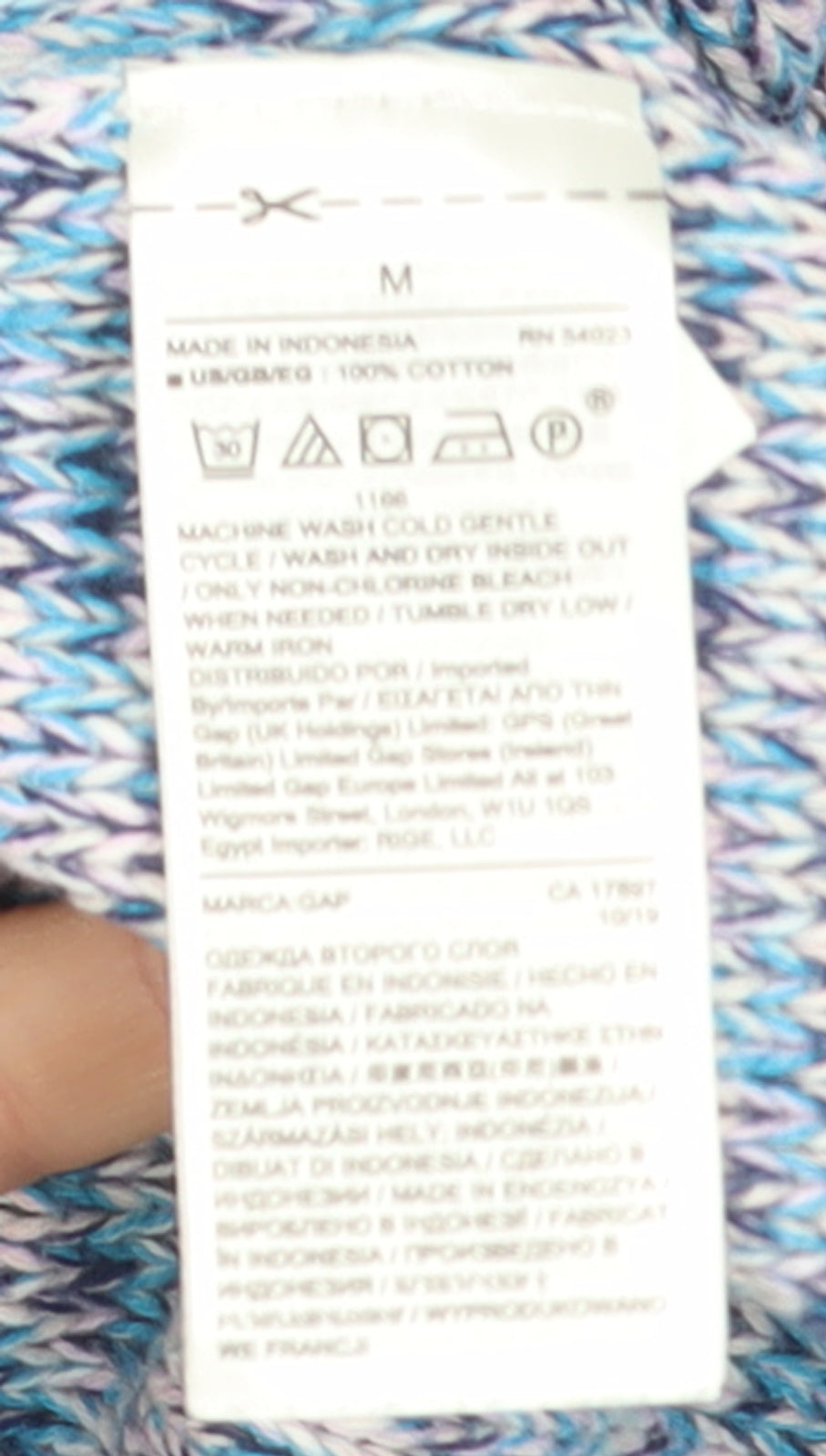 Gap Women’s Multicoloured Cotton Crew Neck Jumper Size M