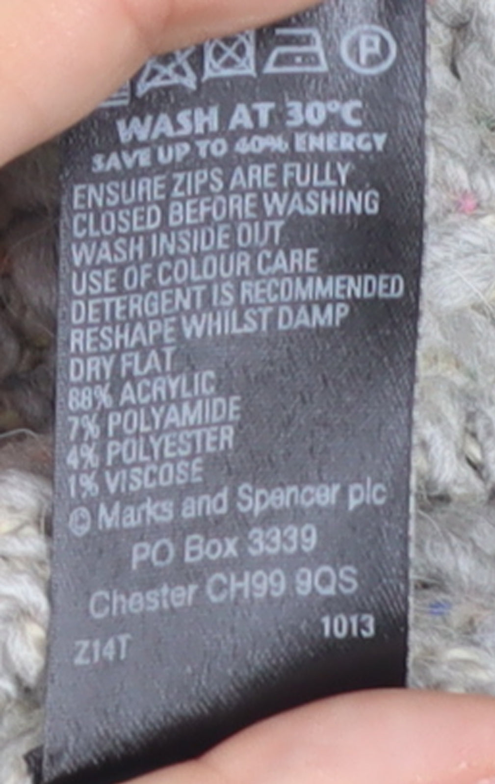 Marks & Spencer Women's Grey Cable-Knit Full Zip Jumper UK 14