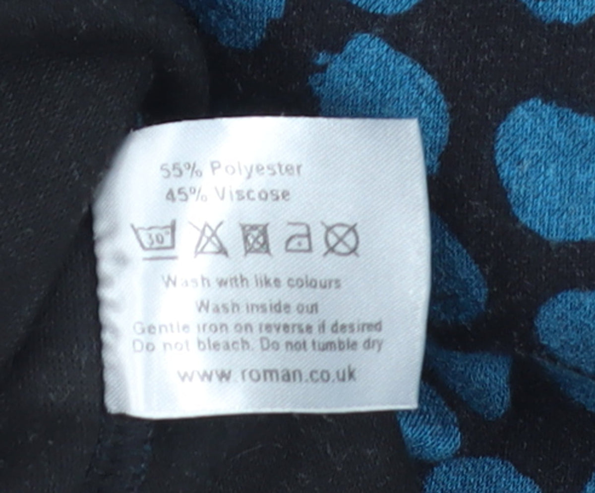 Additional view of Roman Women's Blue Polka Dot Shift Dress, size 14, 3/4 Sleeve Knit