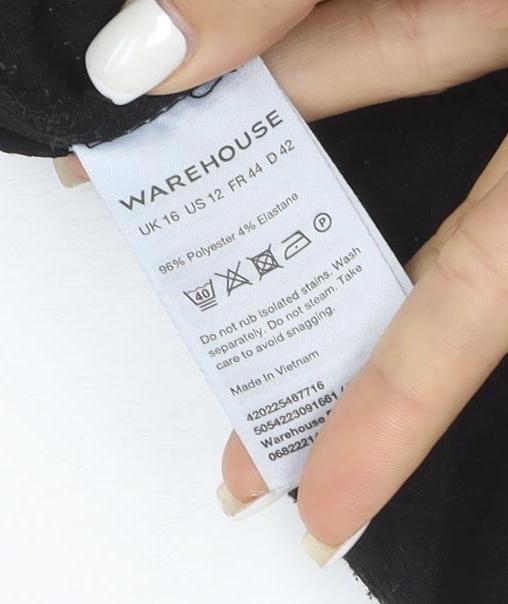 Warehouse Women’s Black Crepe Blazer Size 12 Regular Fit