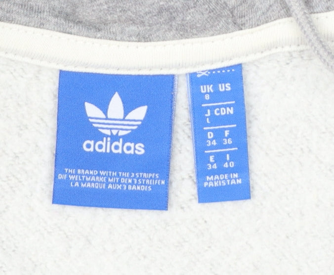 Brand and care label for Adidas women’s grey full zip hoodie uk 8 hooded sweatshirt