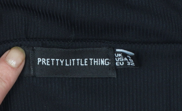 PRETTYLITTLETHING Women's Black Off Shoulder Bodycon Dress Size 4