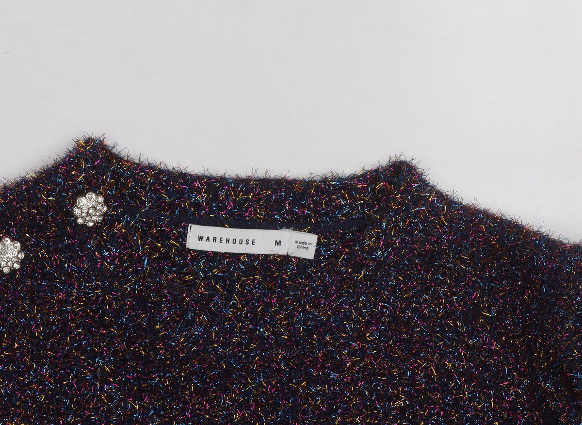 Warehouse Women Multicoloured M Pullover Jumper with Jewel Buttons