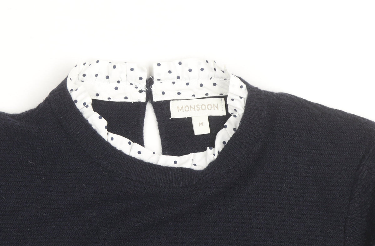 Monsoon Women's Black Crew Neck Knit Jumper M Classic Workwear