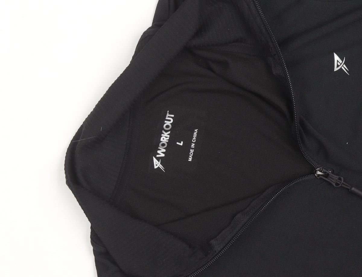 WorkOut Men's Black Large 1/4 Zip Athletic Track Jacket